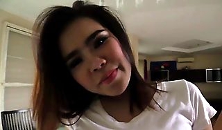 Fat tit Thai teen to braces is a great cock sucker