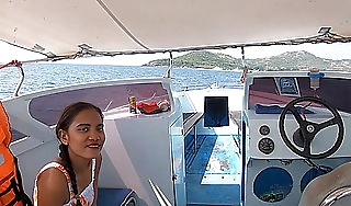 Rented a boat for all the time coupled with had sex superior to before well supplied with Asian teen GF